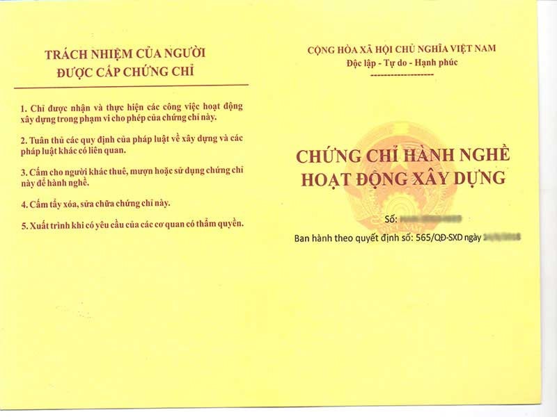 Chứng chỉ được cấp cho cá nhân có đủ năng lực, kinh nghiệm trong thiết kế công trình