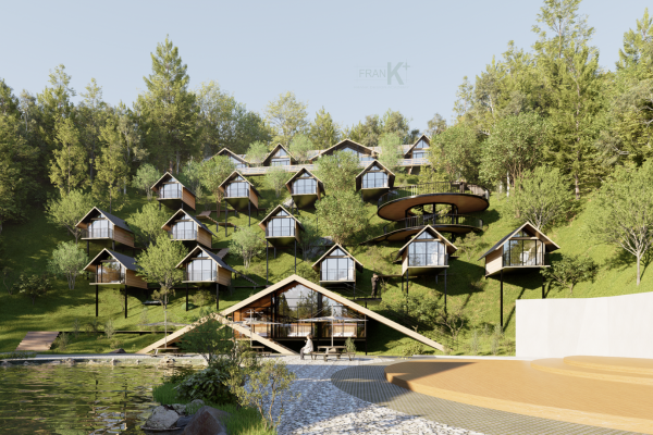 Thiết kế thi công kiến trúc nhà chính Hill Resort với mái năng lượng mặt trời